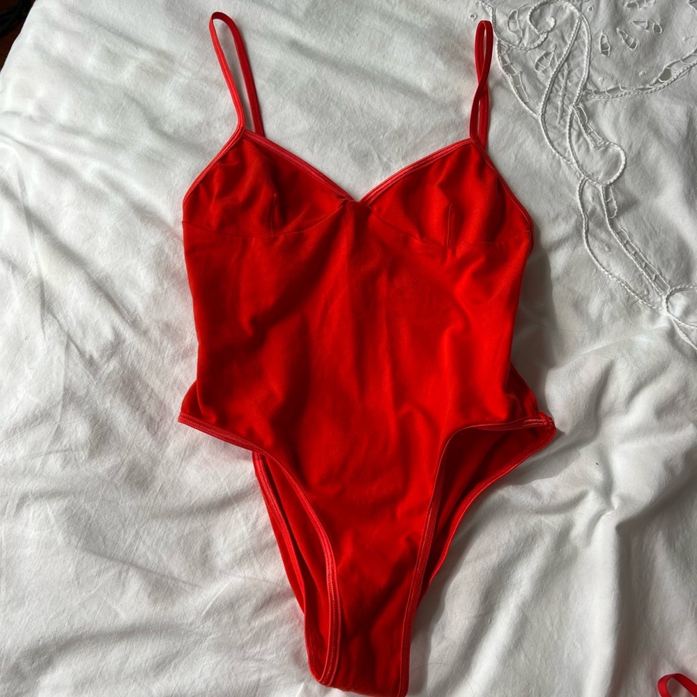 Los Angeles apparel red bodysuit leotard